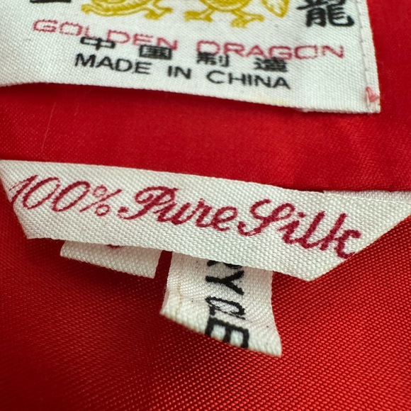 NEW Red Real SILK Kimono with Dragon Hand Embroidery Pure Luxury! - Picture 8 of 9